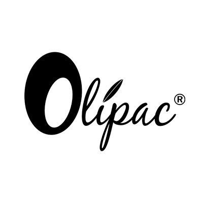 Olipac brand logo with stylized text and a leaf over the letter 'i'.