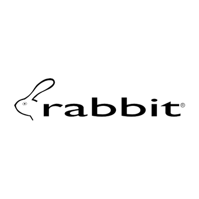 Logo with a minimalist rabbit head outline integrated into the word 'rabbit'.